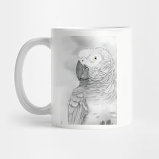 Grey parrot congo african bird watercolor portrait painting timneh Mug